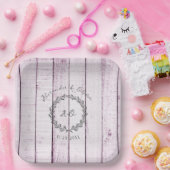 Magenta Rustic Monogram Polterabend Pappteller (Party)