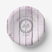 Magenta Rustic Monogram Wedding Paper Bowls Pappteller (Vorderseite)