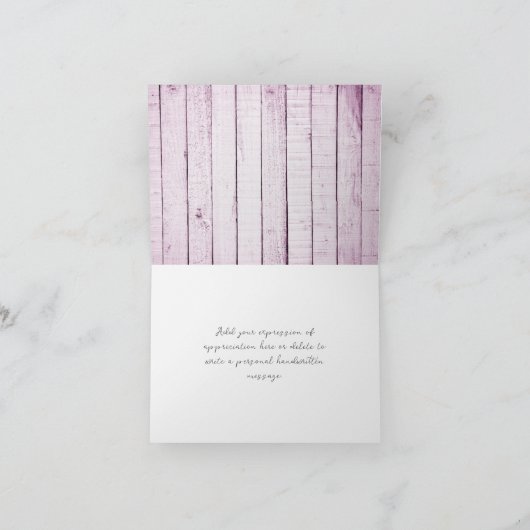 Magenta Rustic Monogram Wedding Vielen Dank Dankeskarte (Innenseite)