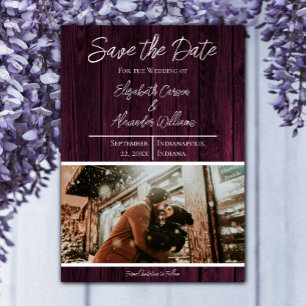 Magenta Rustic Photo Save The Date