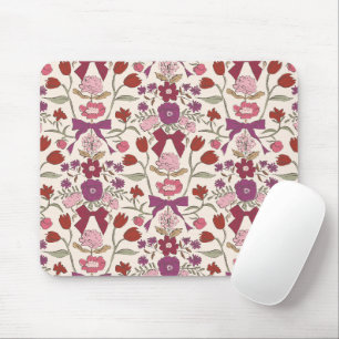 Magenta Rustikale Bögen und Blüten Mousepad