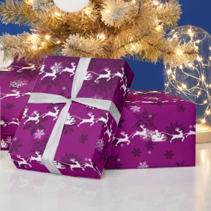 Magenta Santa's Rentier Wrapping Paper Geschenkpapier
