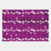 Magenta Santa's Rentier Wrapping Paper Geschenkpapier Set (Vorderseite 3)