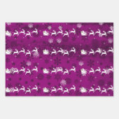 Magenta Santa's Rentier Wrapping Paper Geschenkpapier Set (Vorderseite 2)