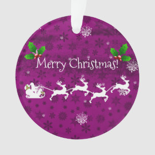 Magenta Santa's Schlitten und Rentier Ornament