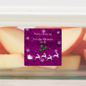 Magenta Santa's Schlitten- und Rentierbackschild Etiketten (Befestigt)