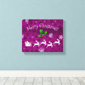 Magenta Santa's Sleigh and Rentier Canvas Print Leinwanddruck (Insitu (Holzboden))