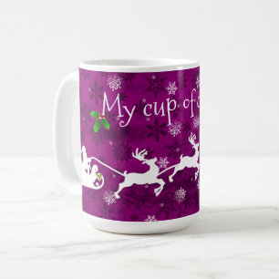 Magenta Santa's Sleigh and Rentier Coffee Tasse
