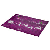 Magenta Santa's Sleigh and Rentier Cutting Board Schneidebrett (Ecke)