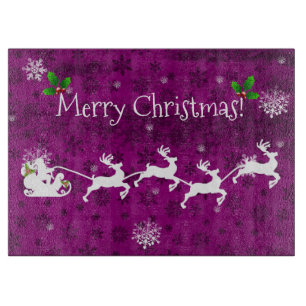 Magenta Santa's Sleigh and Rentier Cutting Board Schneidebrett