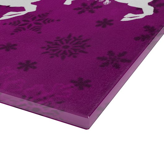 Magenta Santa's Sleigh and Rentier Cutting Board Schneidebrett (Ecke)