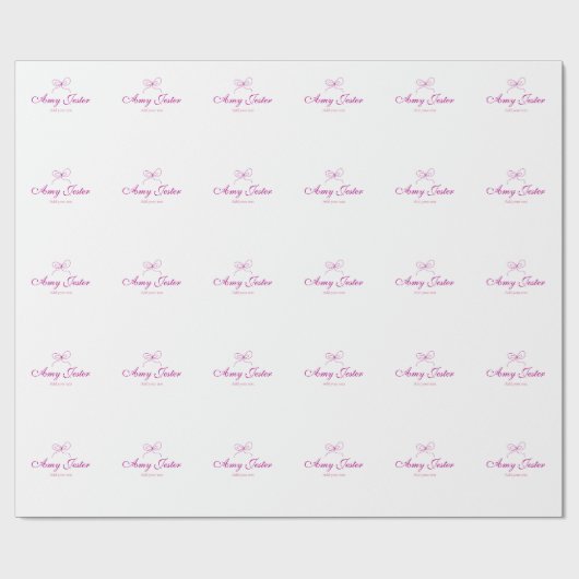 magenta Schleifename Monogramm Kritzelillustration Geschenkpapier (Flach)