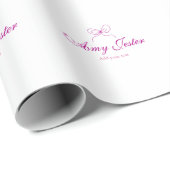 magenta Schleifename Monogramm Kritzelillustration Geschenkpapier (Rolleneckpunkt)