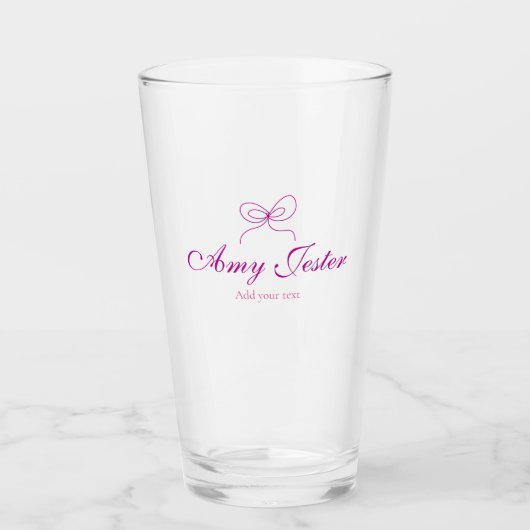 magenta Schleifename Monogramm Kritzelillustration Glas (Vorderseite)