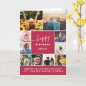 Magenta schlichter Geburtstag 10 Foto Collage Grid Karte (Gelbe Blume)