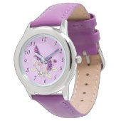 Magenta Schmetterlingsbusch Armbanduhr (Schrägansicht)