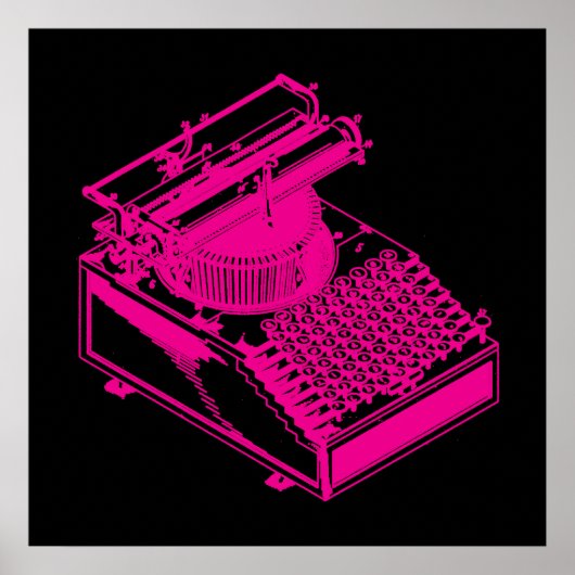 Magenta Schreibmaschine Poster (Vorne)