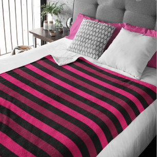 Magenta & Schwarz gestreifte große Fleece-Decke Fleecedecke