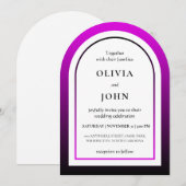 Magenta-Schwarz-Verlaufs-Hochzeit Einladung (Vorne/Hinten)