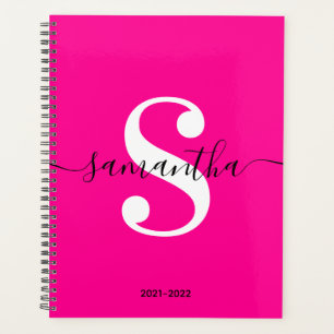Magenta-Schwarz-Weiß moderner Stil-Monogramm Planer