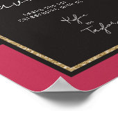 Magenta Schwarz-weiß Stripe Gastgeschenk Hochzeit Poster (Ecke)