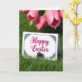 Magenta Script Frühlingskarte Karte (Gelbe Blume)