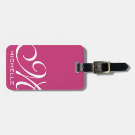 Magenta Script Mit Monogramm Gepäckanhänger