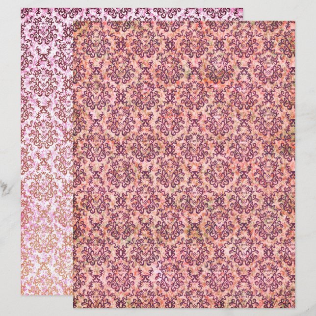 Magenta shabby Vintages Motif-Scrapbook (Vorne/Hinten)