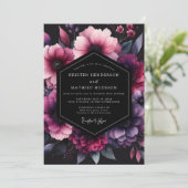 Magenta Shadow Bloom Hochzeit Einladung (Stehend Vorderseite)