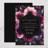 Magenta Shadow Bloom Hochzeit Einladung (Vorne/Hinten)