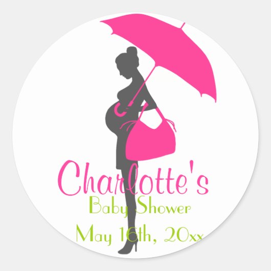 Magenta Silhouette Baby Shower Stickers (Vorderseite)