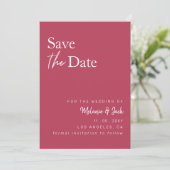Magenta Simple Calligraphy Foto Save the Date (Stehend Vorderseite)