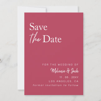 Magenta Simple Calligraphy Foto Save the Date