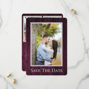 Magenta Simple Rustic Foto Save the Date