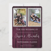 Magenta Simple Rustic Foto Save the Date (Rückseite)