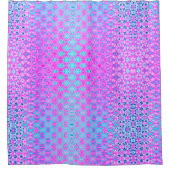 Magenta, Sky Blue und Navy Geometric Duschvorhang (Vorderseite)