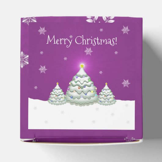 Magenta Snowy Christmas Tree Favor Box Geschenkschachtel (Oben)