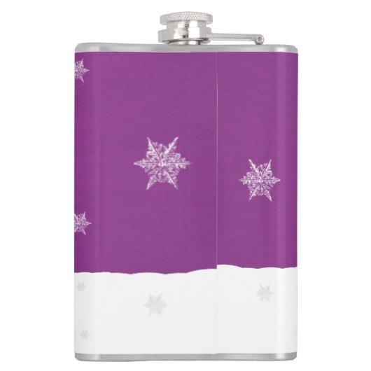 Magenta Snowy Christmas Tree Flask Flachmann (Rückseite)