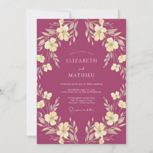 Magenta Sophisticated Nature Hochzeit Einladung