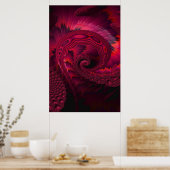 Magenta Spiral Alien Tentacle Fraktal Artwork Poster (Küche)