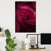 Magenta Spiral Alien Tentacle Fraktal Artwork Poster (Heimbüro)