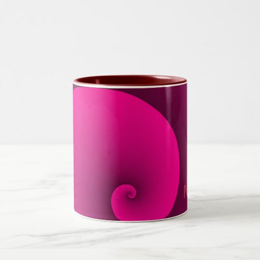 Magenta Spiral Monogram Modern Trendy Chic Zweifarbige Tasse (Mittel)