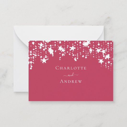 Magenta Stars Hochzeitsreaktion UAWG Mitteilungskarte (Rückseite)