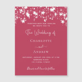 Magenta Stars Luxushochzeit Magneteinladung (Vorderseite)