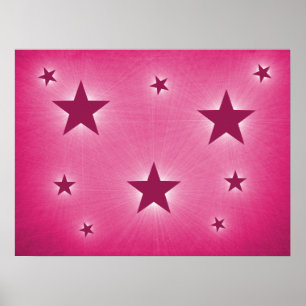 Magenta Sterne im Night Sky Poster