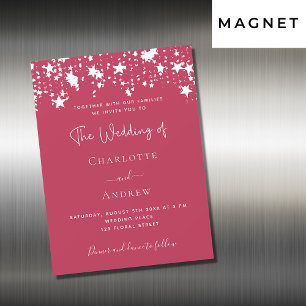 Magenta Sterne Luxus-Hochzeit Magneteinladung