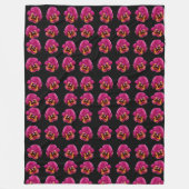 Magenta-Stiefmütterchen auf Schwarz, Fleecedecke (Vorderseite)