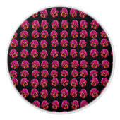 Magenta-Stiefmütterchen auf Schwarz, Keramikknauf (Vorderseite)