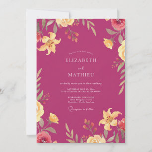 Magenta strahlende Sommerhochzeit Einladung