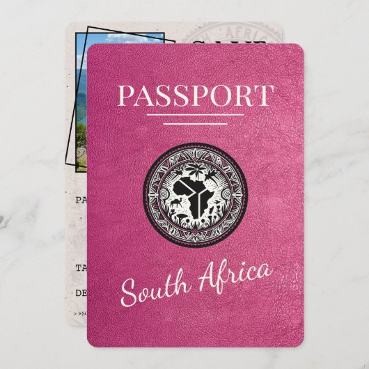 Magenta Südafrika Passport Save The Date (Vorne/Hinten)